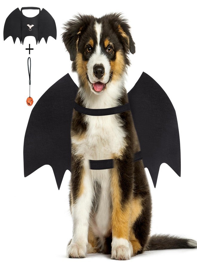 Vivifying Bat Wings for Dog, Adjustable Halloween Pet Bat Costume with Bell for Medium Dogs Party Decoration and Cosplay (Medium, Black) - Image 1